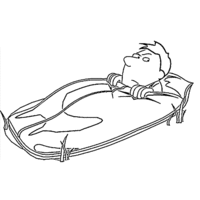 Desenho de Homem enrolado no saco de dormir para colorir