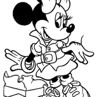 Desenho de Minnie com presentes para colorir