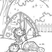 Desenho de Meninas dormindo no saco de dormir para colorir