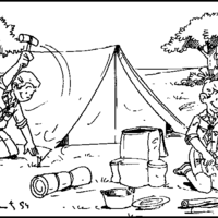 Desenho de Menino no acampamento para colorir