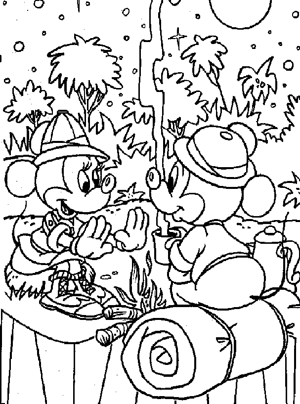 Minnie e mickey acampando