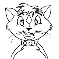 Desenho de Gato com coleira decorada para colorir