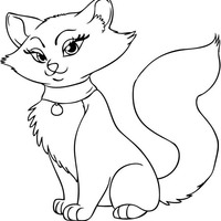 Desenho de Gato com coleira para colorir