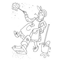 Desenho de Empregada doméstica aspirando pó para colorir