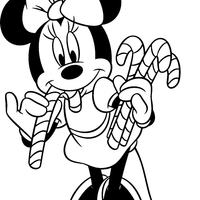 Desenho de Minnie comendo doces natalinos para colorir