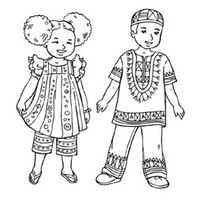 Desenho de Crianças africanas para colorir