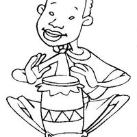 Desenho de Menino negro tocando tambor para colorir