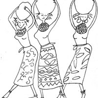 Desenho de Mulheres africanas étnicas para colorir