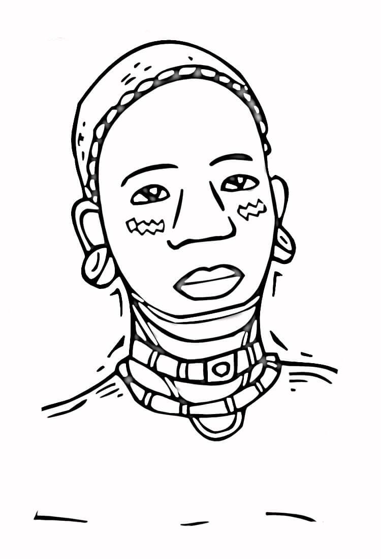 Desenho de Rosto de mulher africana para colorir Tudodesenhos