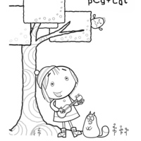 Desenho de Peg + Gato no parque para colorir