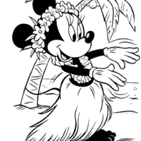 Desenho de Minnie de havaiana no carnaval para colorir