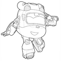 Desenho de Donnie Super Wings caminhando para colorir