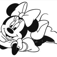 Desenho de Minnie deitada para colorir