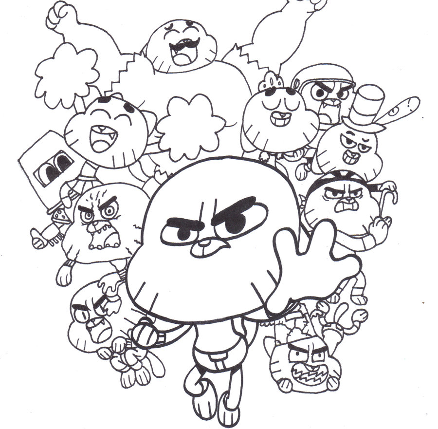 Desenho de Gumball jogando game para colorir - Tudodesenhos