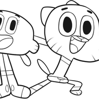 Desenho de Gumball e Nicole para colorir