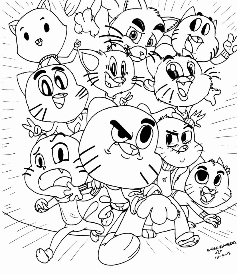 Desenho de Gumball jogando game para colorir - Tudodesenhos