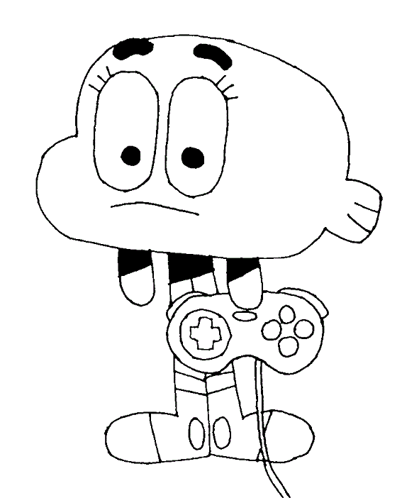 Desenho de Gumball jogando game para colorir - Tudodesenhos