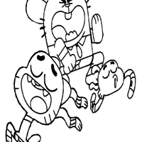 Desenho de Gumball, Richard e Darwin para colorir