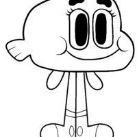 Desenho de Gumball sorrindo para colorir