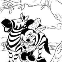 Desenho de Minnie e a zebra para colorir