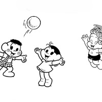 Desenho de Turma da Monica brincando de bobinho para colorir