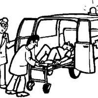 Desenho de Doente na ambulância para colorir