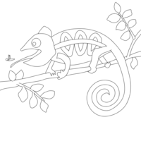 Desenho de Camaleão comendo inseto para colorir
