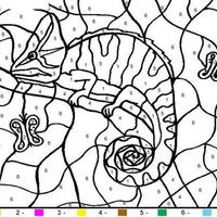 Desenho de Colorir com números - Camaleão para colorir