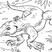 Desenho de Dragão de Komodo na selva para colorir