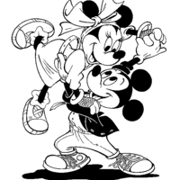 Desenho de Minnie e Mickey dançando para colorir