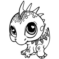 Desenho de Iguana chibi para colorir