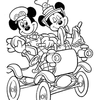 Desenho de Minnie e Mickey na carruagem para colorir