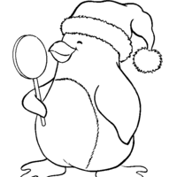 Desenho de Pinguim chupando pirulito para colorir