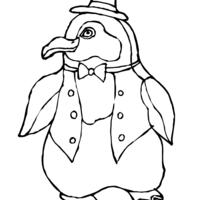 Desenho de Pinguim com smoking para colorir