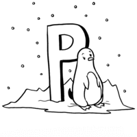 Desenho de Pinguim na neve para colorir