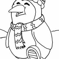 Desenho de Pinguim no inverno para colorir