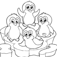 Desenho de Pinguins bebês no pólo para colorir