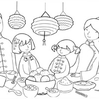 Desenho de Ano Novo chinês para colorir