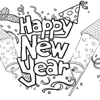 Desenho de Happy New Year para colorir