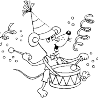 Desenho de Ratinho celebrando Ano Novo para colorir