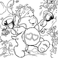 Desenho de Ursinhos carinhosos no Ano Novo para colorir