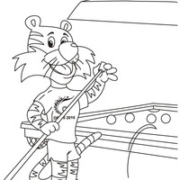 Desenho de Tigre jogando bilhar para colorir