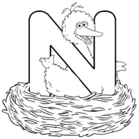 Desenho de Letra N de ninho para colorir