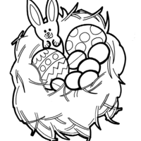 Desenho de Ovos de Páscoa no ninho para colorir