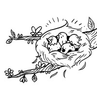 Desenho de Filhotes de passarinho no ninho para colorir