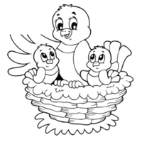 Desenho de Passarinhos no ninho para colorir