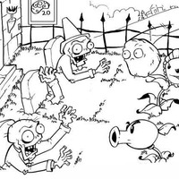 Desenho de Campo de Plants vs Zombies para colorir