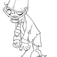 Desenho de Zumbi cabeça de balde de Plants vs Zombies para colorir