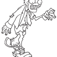 Desenho de Zumbi caminhando de Plants vs Zombies para colorir