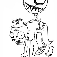 Desenho de Zumbi balão de Plants vs Zombies para colorir